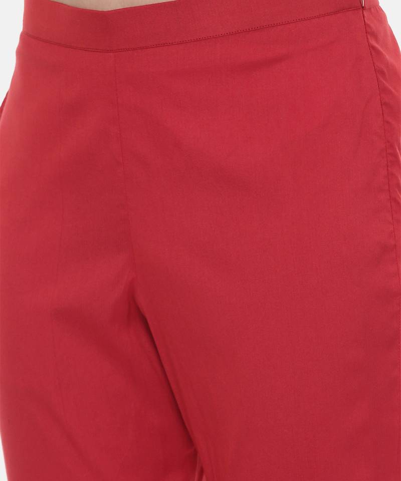Red Silk Tappered Pants