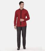Red Chinese Collar Cotton Shirt