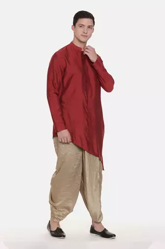 Gold Slub Silk Dhoti Pant