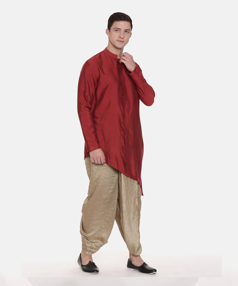 Gold Slub Silk Dhoti Pant