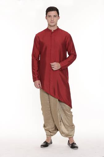 Gold Slub Silk Dhoti Pant