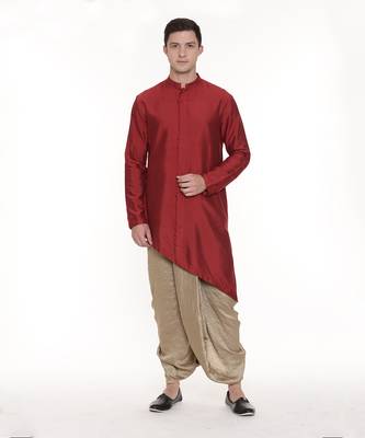 Gold Slub Silk Dhoti Pant 1
