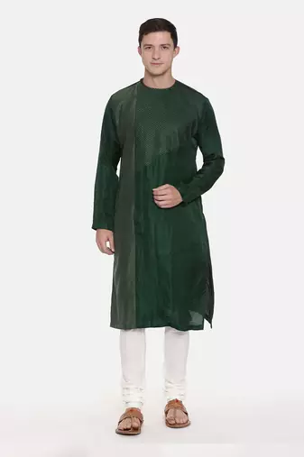 Green Silk Chanderi Kurta Set