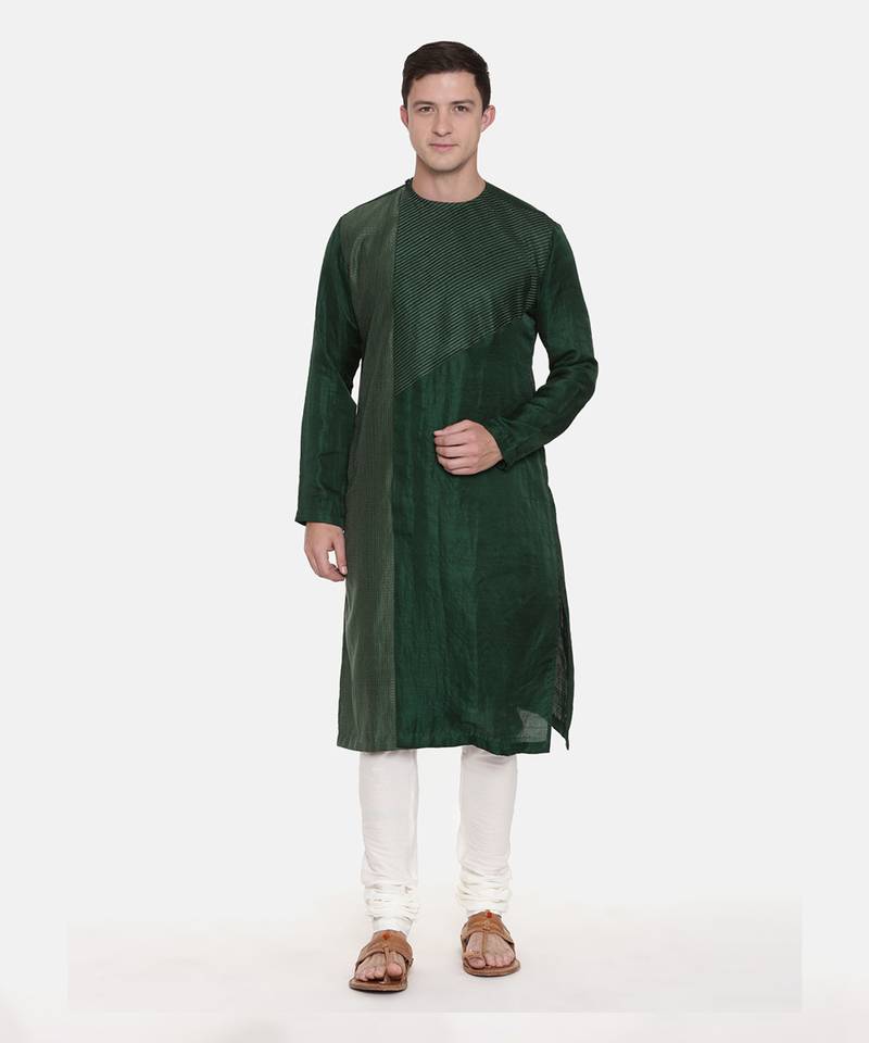 Green Silk Chanderi Kurta Set