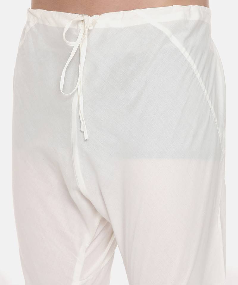 Silk Yellow Ivory Tie Up Kurta