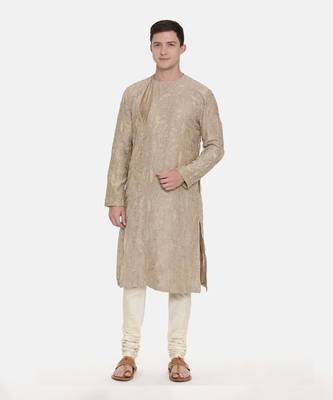 Brown Chanderi Embroidred Kurta Set 6