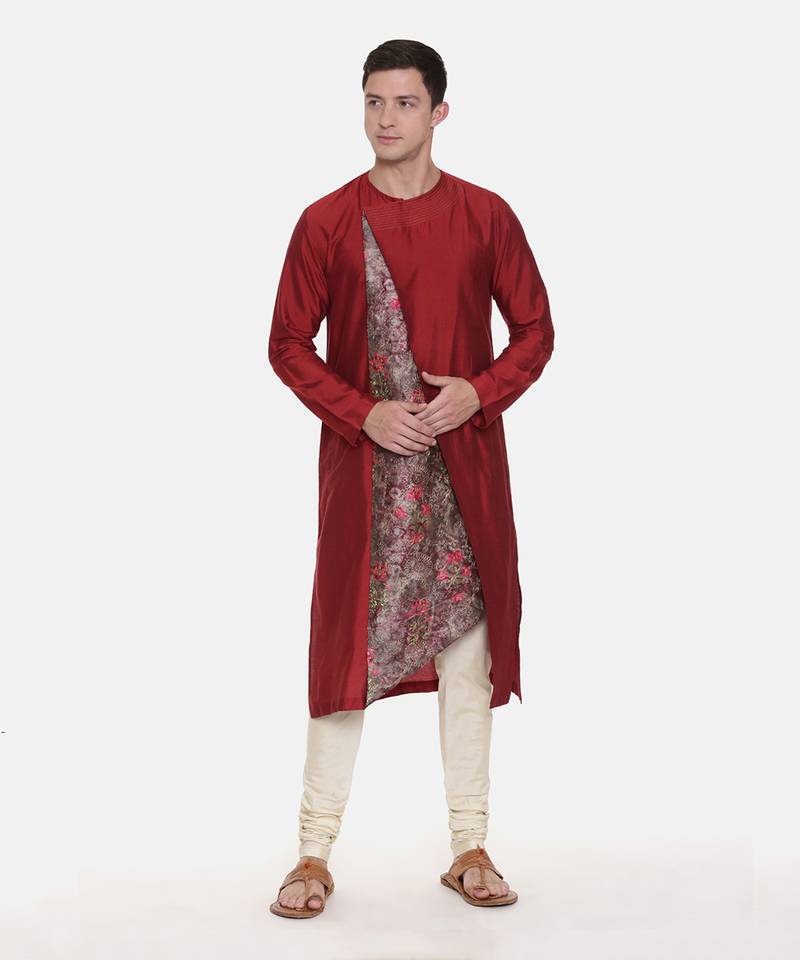 Silk Chanderi Printed Kurta Set