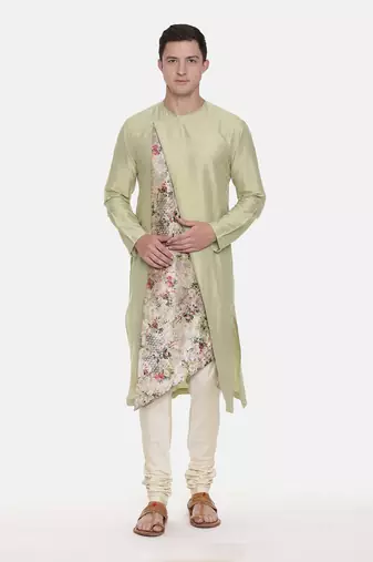 Silk Chanderi Printed Kurta Set