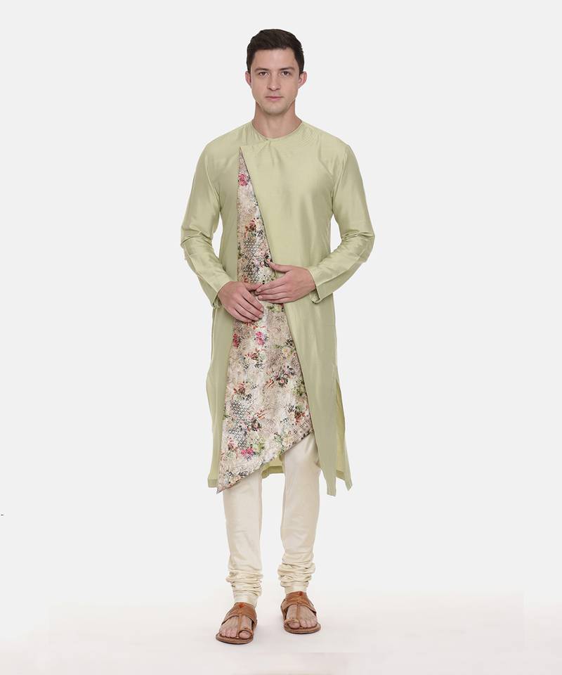 Silk Chanderi Printed Kurta Set