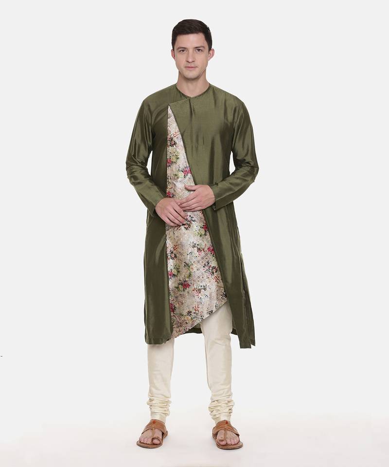 Silk Chanderi Printed Kurta Set