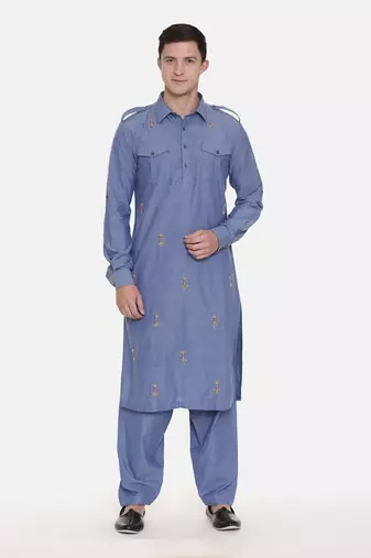 Pathani Blue Kurta Set