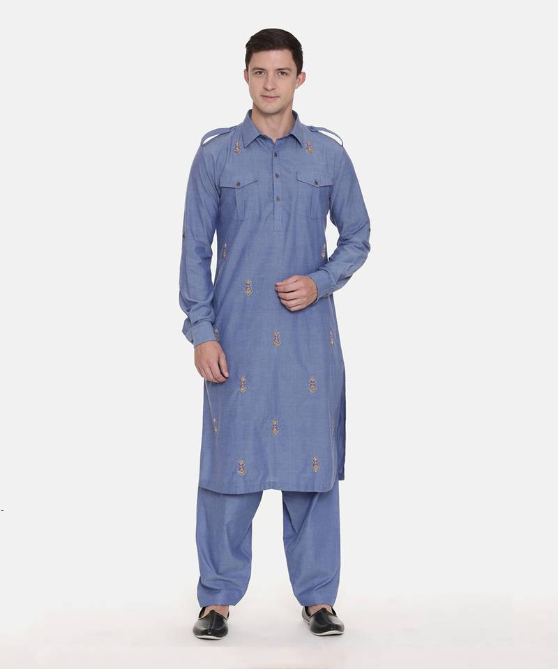 Pathani Blue Kurta Set