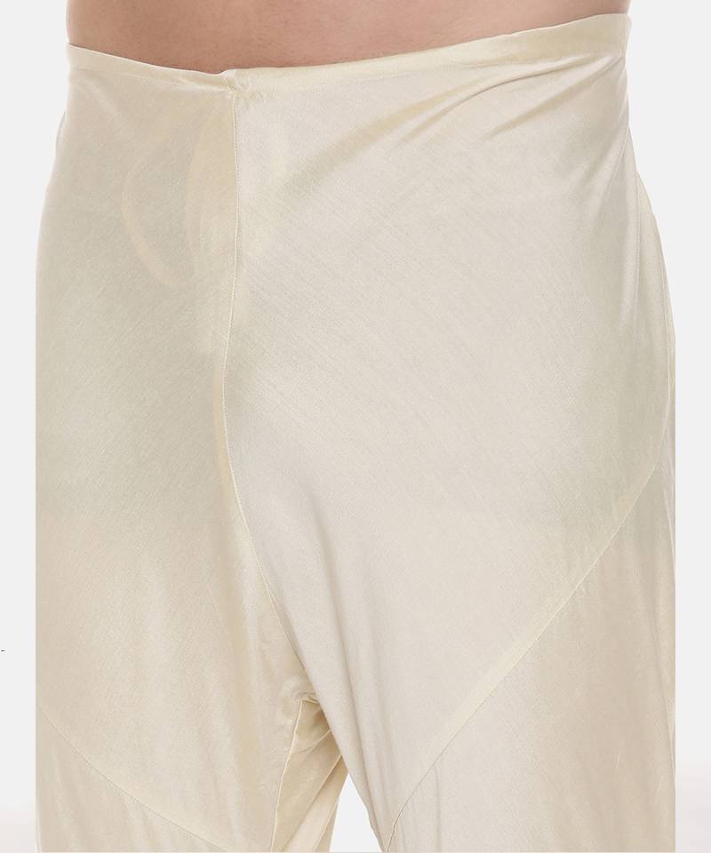 Beige Silk Embroidered Kurta Set