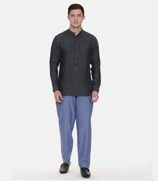 Blue Cotton Drawstring Pants