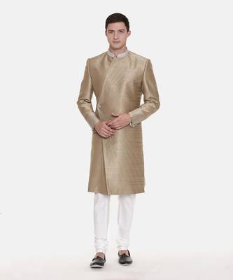 Gold Silk Embroidered Sherwani 6