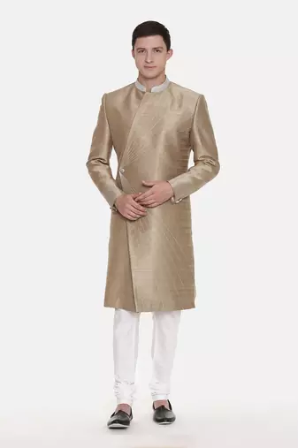 Gold Silk Embroidered Sherwani