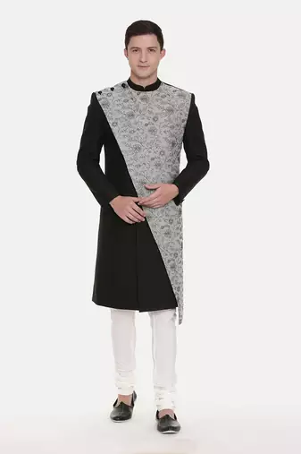 Silk/Chanderi Embroidered Sherwani
