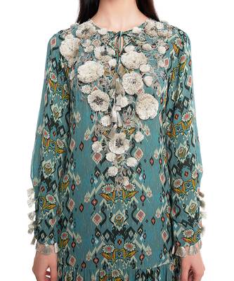 PS Pret by Payal Singhal Blue Printed Art Georgette Tiered Dress 4