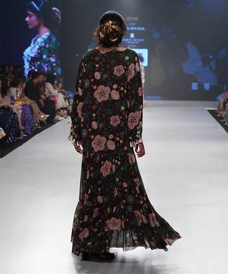 Payal Singhal Amineh Brown Printed Georgette Tiered Dress 4