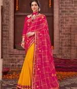 Red Printed Georgette Fancy Pallu Saree With Blouse