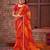 Orange Printed Georgette Fancy Pallu Saree With Blouse