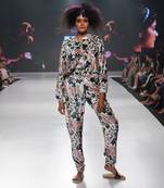 Payal Singhal Afrika White Printed Velvet Bomber Jacket with Jogger Pant