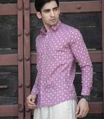 Pink printed cotton indo-western-dresses