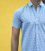 Blue printed cotton indo-western-dresses