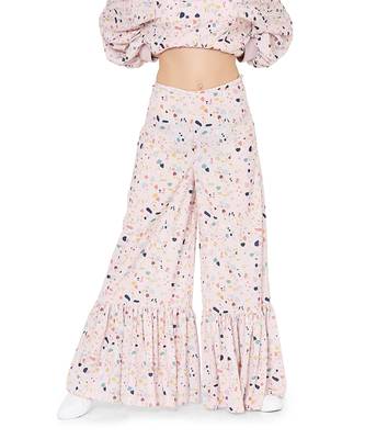 PS Pret by Payal Singhal Pink Colour Printed Art Crepe Oversized Top with Frill Palazzo 5