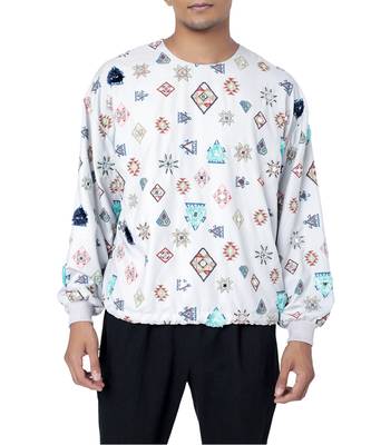 PS Men by Payal Singhal Grey Colour Printed Art Crepe Oversized Top with Black Colour Denim Jogger Pant 4