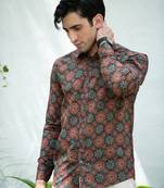 Red printed cotton indo-western-dresses