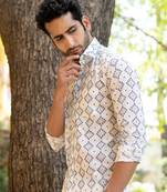 White printed cotton indo-western-dresses