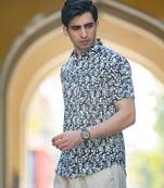 Black printed cotton indo-western-dresses