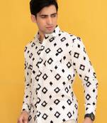 White printed cotton indo-western-dresses