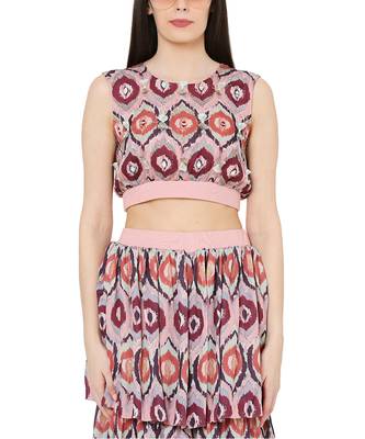 PS Pret by Payal Singhal Red Colour Printed Art Silk Balloon Top with Layered Sharara Pant 4