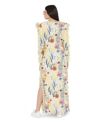 PS Pret by Payal Singhal Yellow Colour Printed Art Crepe Kigh Slit Kaftan 4