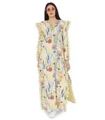 PS Pret by Payal Singhal Yellow Colour Printed Art Crepe Kigh Slit Kaftan