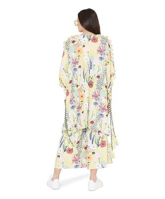 PS Pret by Payal Singhal Yellow Colour Printed Art Crepe Oversized Kaftan Top with Jogger Pant 3