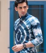 Blue printed cotton indo-western-dresses