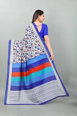 Grey printed brasso saree with blouse 2