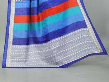 Grey printed brasso saree with blouse 4