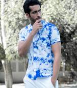 Blue printed cotton indo-western-dresses