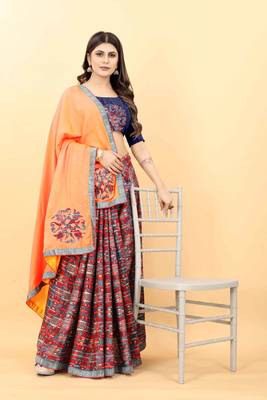 Orange plain manipuri silk saree with blouse 3