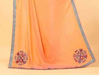Orange plain manipuri silk saree with blouse 5