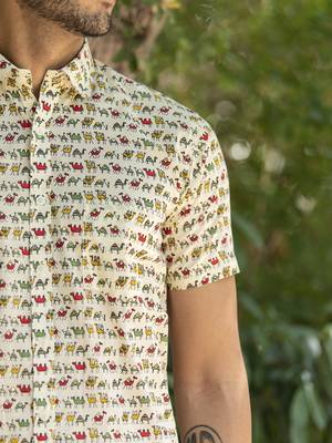 White printed cotton indo-western-dresses 2