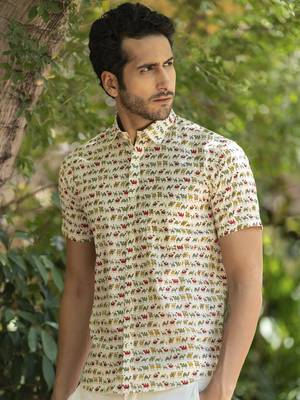White printed cotton indo-western-dresses 1