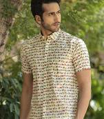 White printed cotton indo-western-dresses