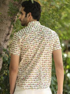 White printed cotton indo-western-dresses 4