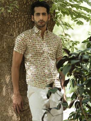 White printed cotton indo-western-dresses 5