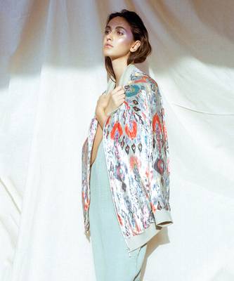 Payal Singhal Stone Printed Velvet Bomber Jacket 4